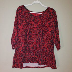 3/4 Sleeve V-Neck Floral Shirt